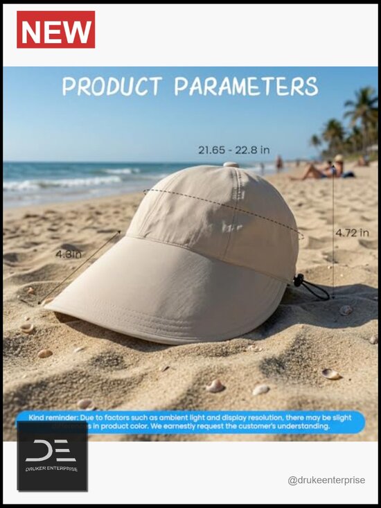Wide Brim Sun Hat UV Protection Packable Adjustable Baseball Cap Hiking Fishing main image 5
